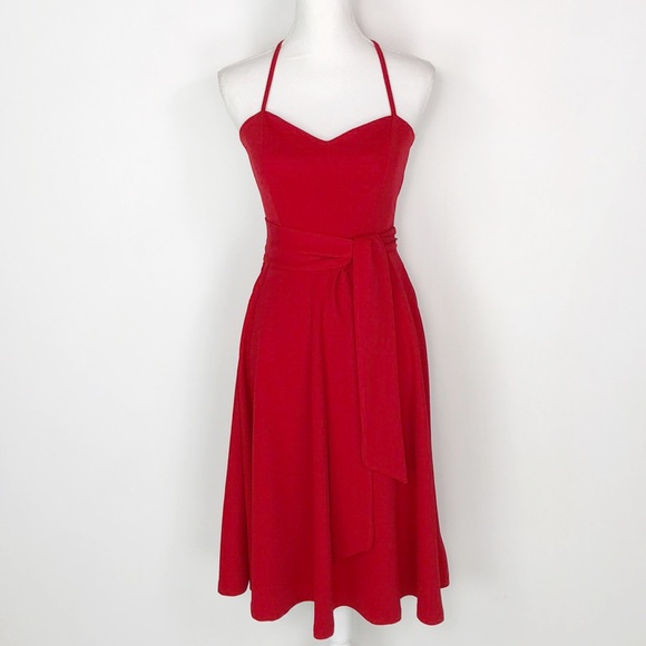 Dresses & Skirts - Red Open-Back Midi Dress